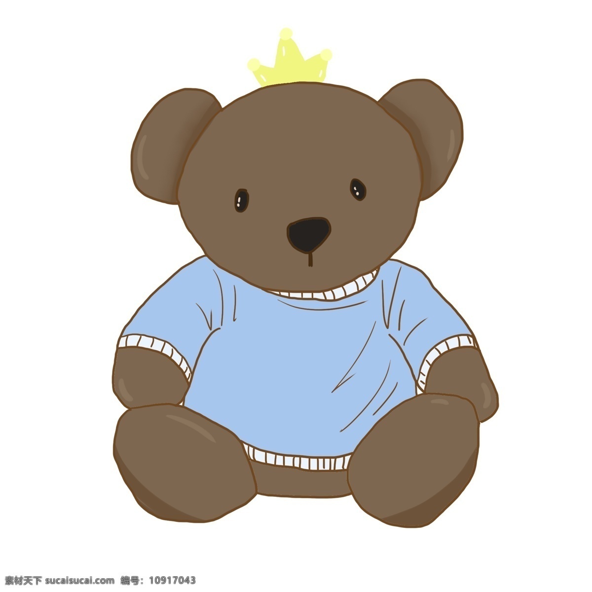 儿童节 玩具 熊 插画 玩具熊 棕色熊 玩具熊插画 儿童玩具 蓝色衣服 皇冠 戴皇冠的熊