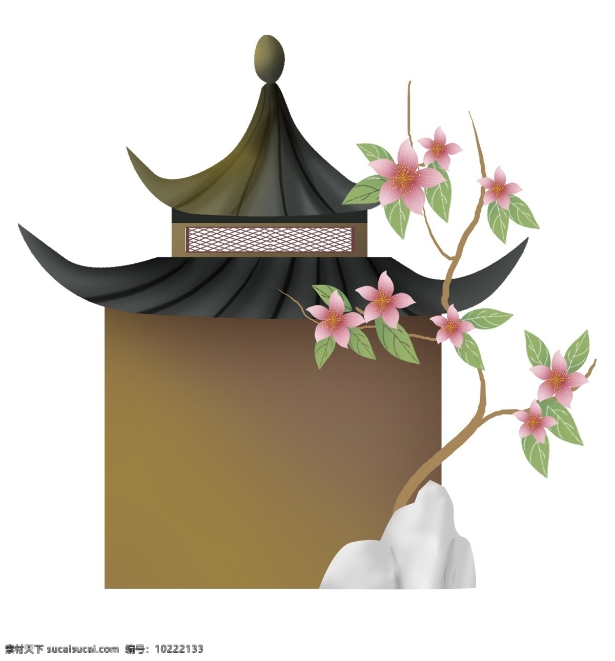 中国 风 桃树 提示 框 古风 建筑 文字 文本 古风标题框 桃花 春天 花卉 中国风提示框