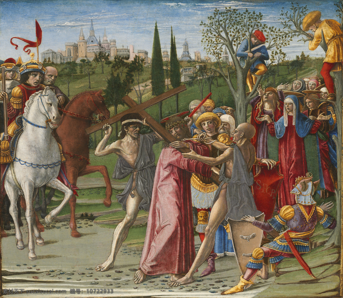 背负十字架 圣经故事 耶稣受难 围观的群众 悲愤 无奈 古典油画 宗教油画 油画 文化艺术 绘画书法