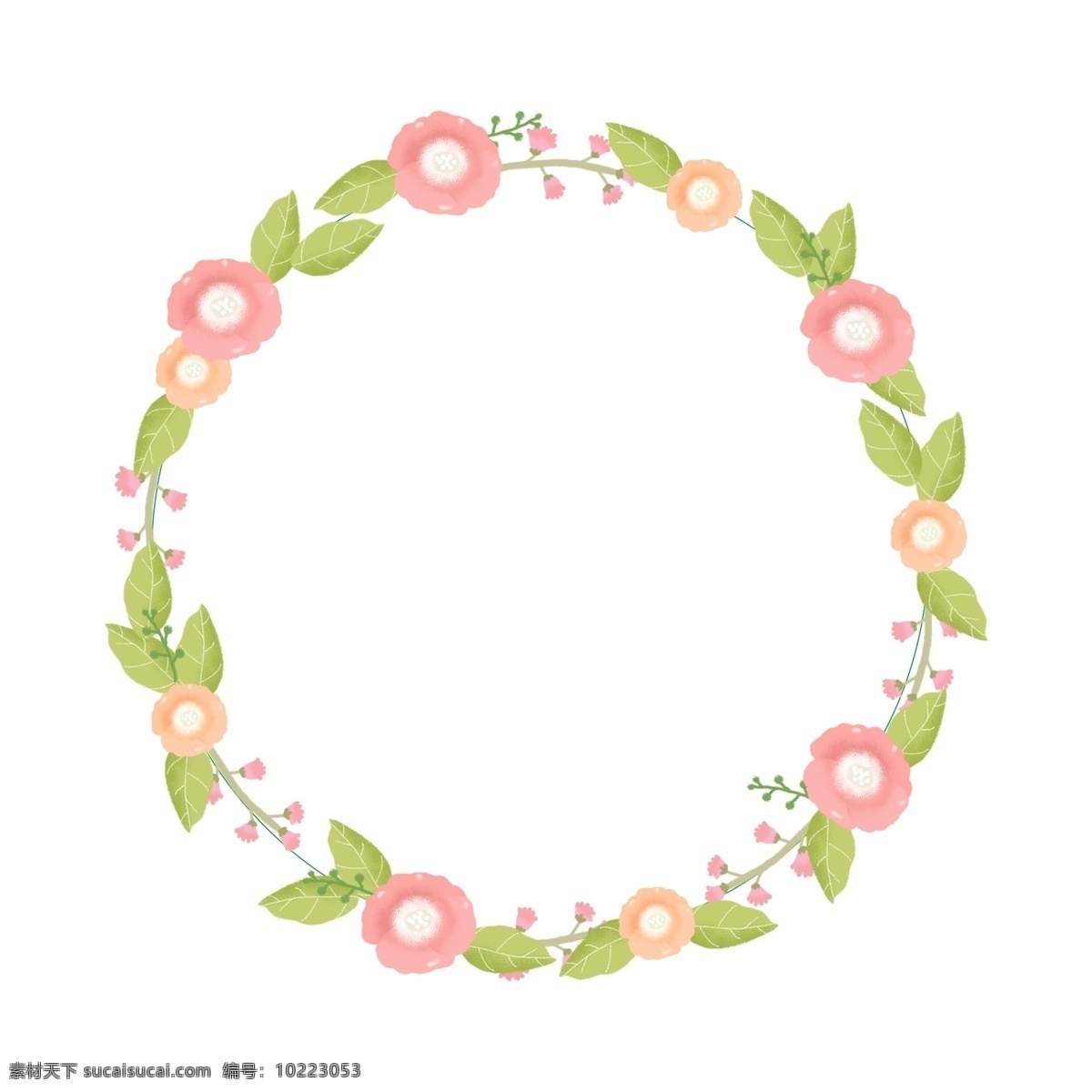 花朵 橘 色 花卉 浪漫 清新 手绘 植物 边框 橘色
