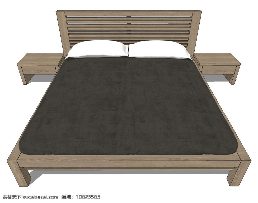 木制 床铺 模型 效果图 木纹 深色 家居效果图 白色 床铺效果图 3d模型组 合模型