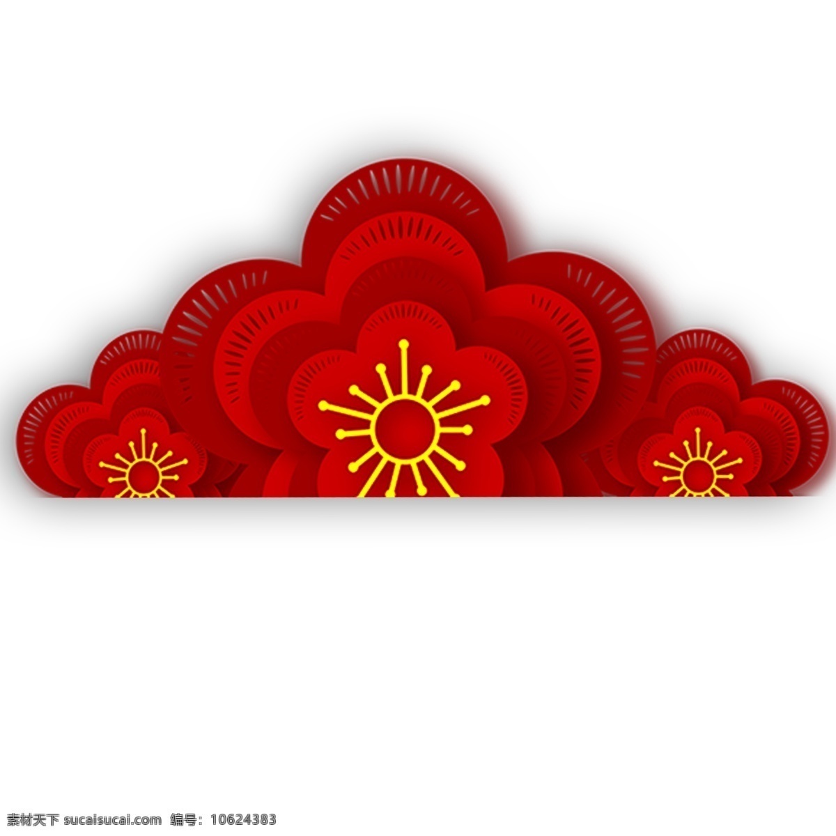 红色 圆弧 传统 花朵 元素 创意 开花 绽放 大自然 喜庆 春节 节日