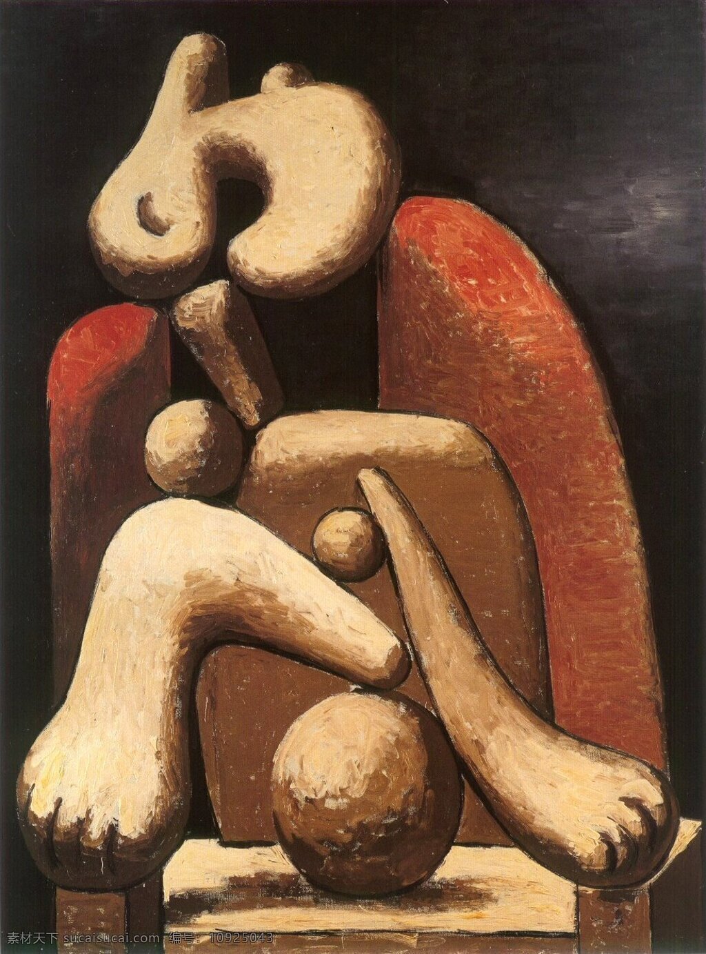 rouge 西班牙 画家 巴勃罗 毕加索 抽象 油画 人物 人体 装饰画 fauteuil au femme 1932 装饰素材