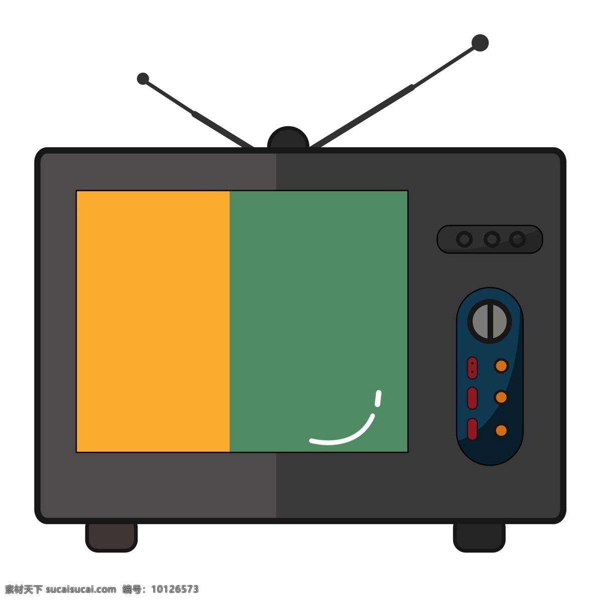 老式 电视机 手绘 插画 旧式电视机 黑色 彩绘电视机 卡通电视 家用电器 老式电视机 看电视 小电视