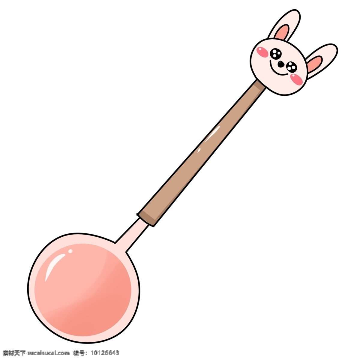 粉色 小 兔子 卡通 勺子 卡通兔子手柄 勺子插画 餐具 创意餐具插画 汤勺 厨具 粉色的勺子