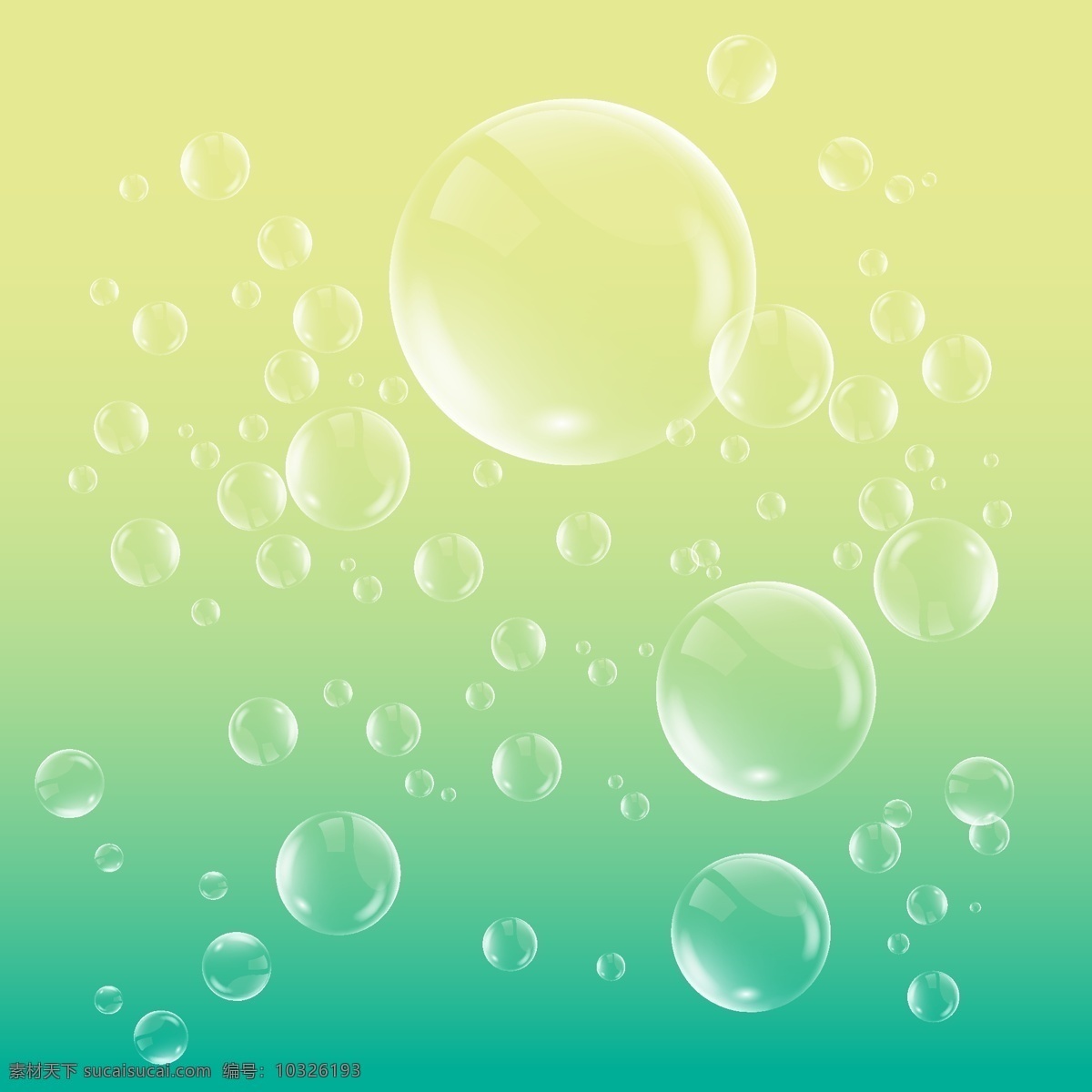 气泡 泡泡 透明泡泡 绿色背景 黄色背景 多彩泡泡 水泡 泡沬 气球 水珠 珠子 设计素材 背景