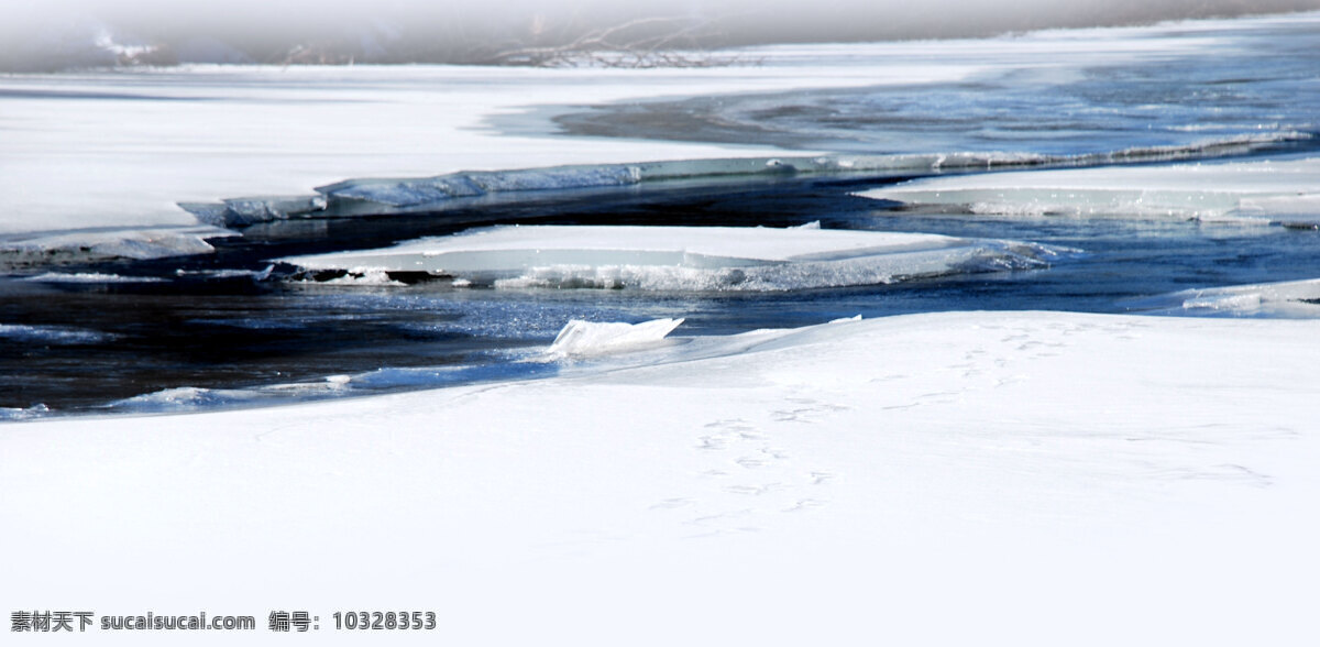 春天 雪地 自然风景 自然景观 融化 冰层 根河市 好里堡断桥 根河 psd源文件