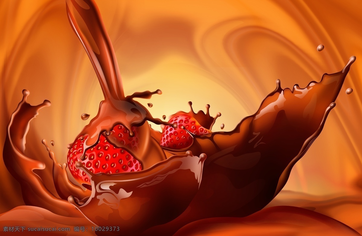 动感 草莓 巧克力 奶 分层 高清图片 水果 水花 液体 溅起 psd源文件