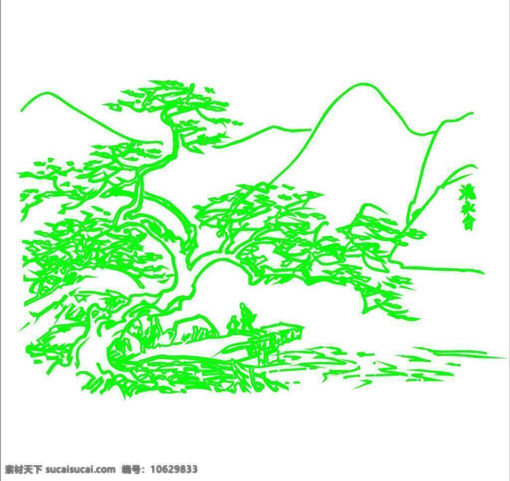 飞鸟 风景 风景画 绿树 美丽风景 青山绿水 山水 山水风景 山水画 矢量 模板下载 水画 自然风景 远山 松树 文化艺术 家居装饰素材 山水风景画