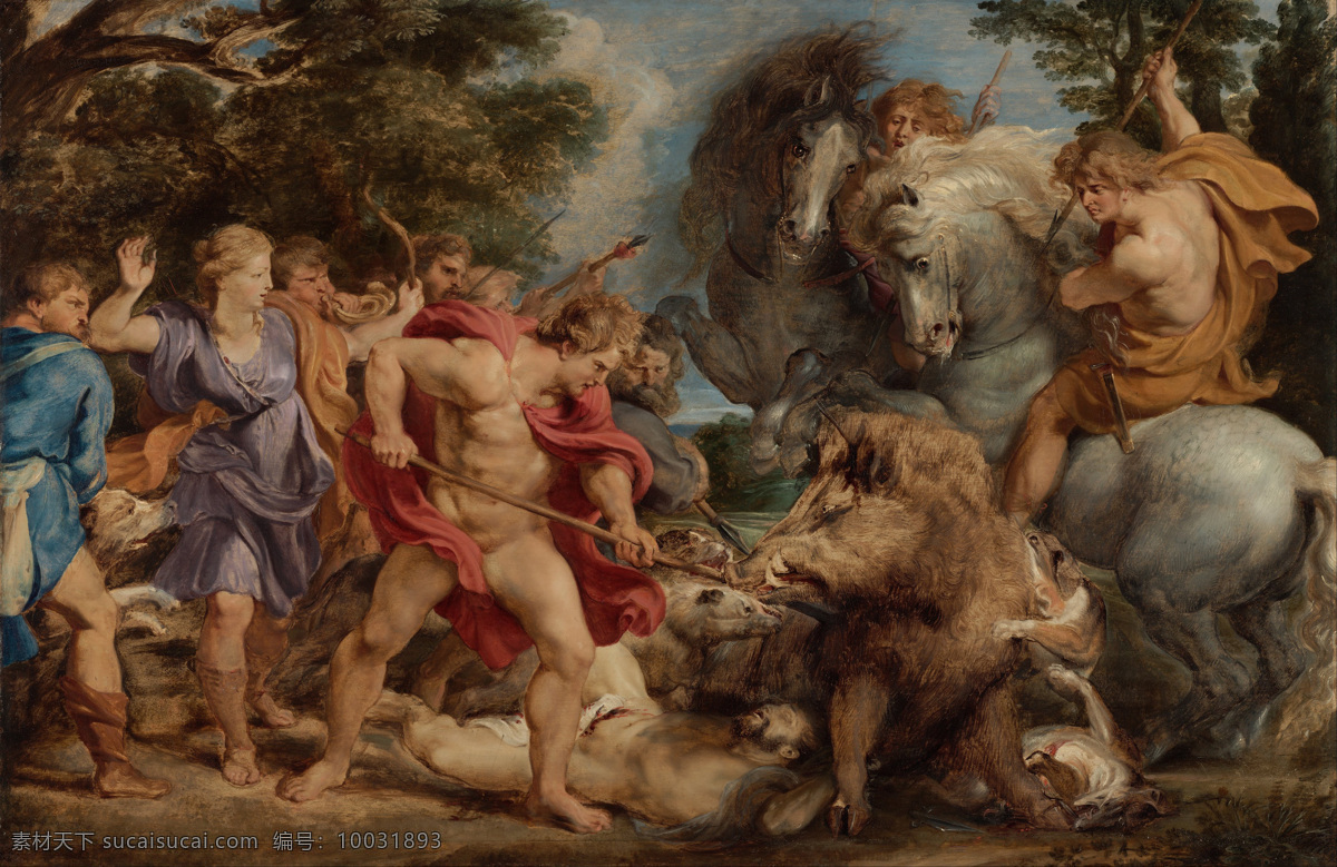 追捕野猪 彼得保罗 鲁本斯 作品 西方古典油画 巴洛克式 野猪 希腊神话 马 狩猎 神话艺术 彼得 保罗 绘画书法 文化艺术