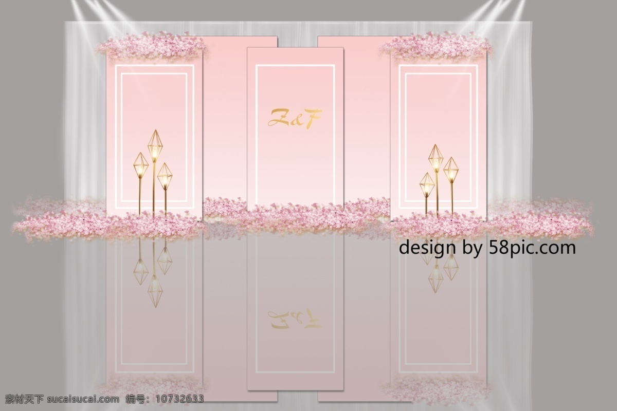 室内设计 粉色 婚礼 迎宾 区 效果图 大理石婚礼 方框 花瓣 灯光 布幔 钻石灯