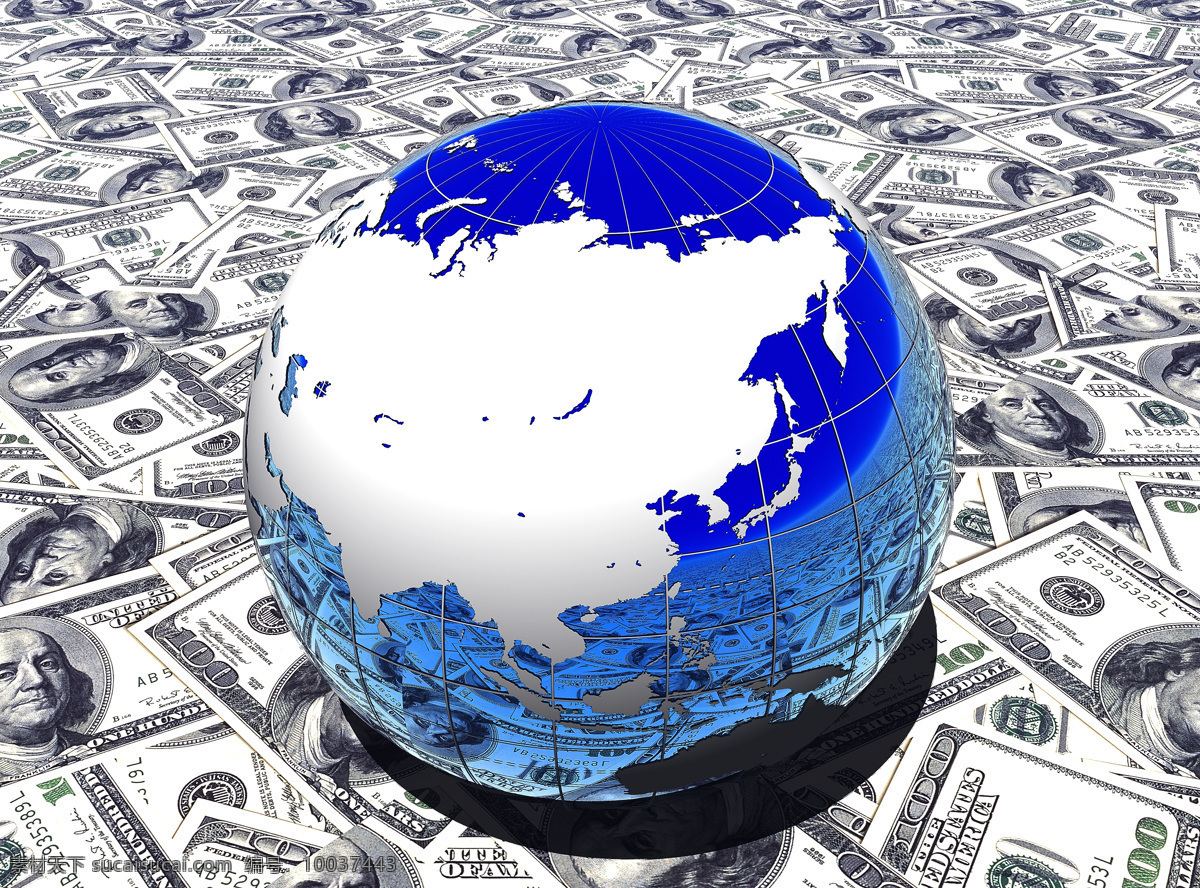 美元 上 面的 地球仪 金钱 钞票 货币 很多美元 金融 科技 蓝色地球 地球 科技地球 高清图片 地球图片 环境家居