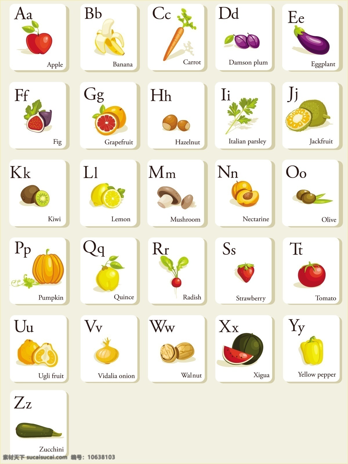 蔬菜水果字母 蔬菜 水果 坚果 字母 拼音 英文 字体 装饰 时尚 潮流 矢量 字母主题 其他设计