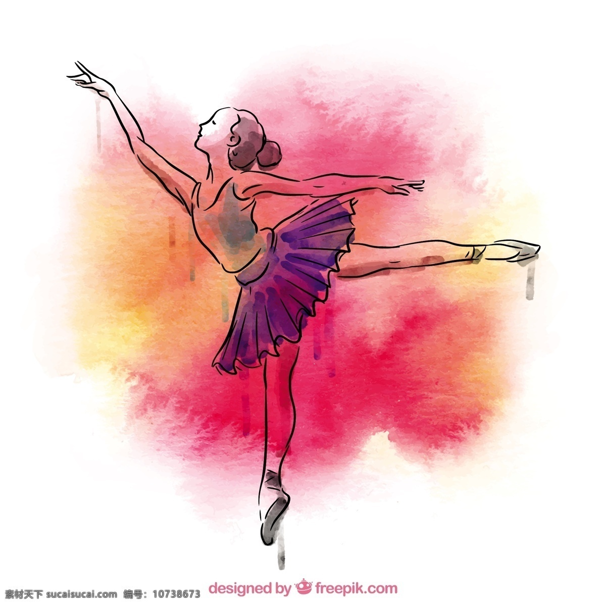 手绘 芭蕾舞 女演员 水彩 手 飞溅 舞蹈 手工绘制 艺术 绘画 芭蕾 舞蹈家 艺术家 拉 移动 运动 素描 跳舞 女孩