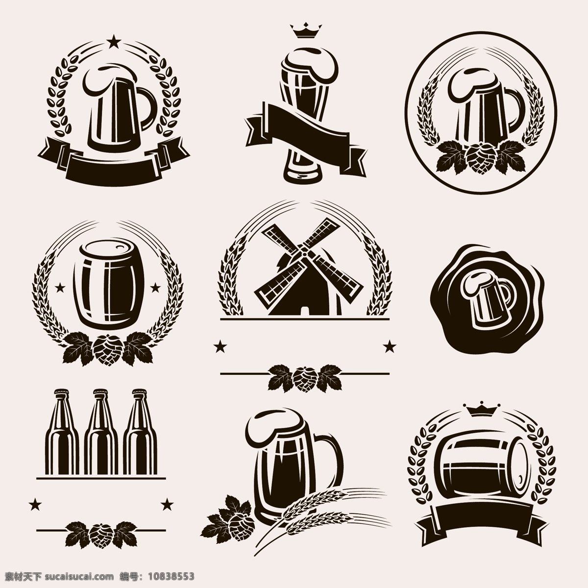 啤酒 图标 标签 麦穗 标贴 品质标签 徽标 矢量 高清图片
