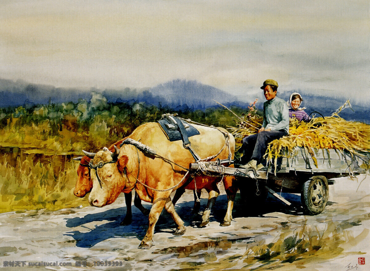 绘画书法 秋天收获 人物油画 水彩风景画 文化艺术 秋运设计素材 秋运模板下载 秋运 农村风景画 黄牛拉车 王可 大 水彩 画集 家居装饰素材 山水风景画