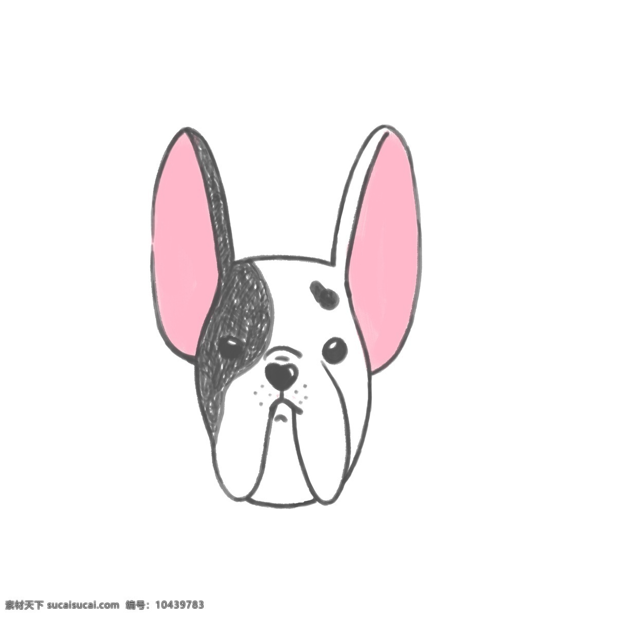 黑色 可爱 小狗 矢量 手绘 狗狗 头部 动物 宠物 黑色边 卡通 创意 简笔画