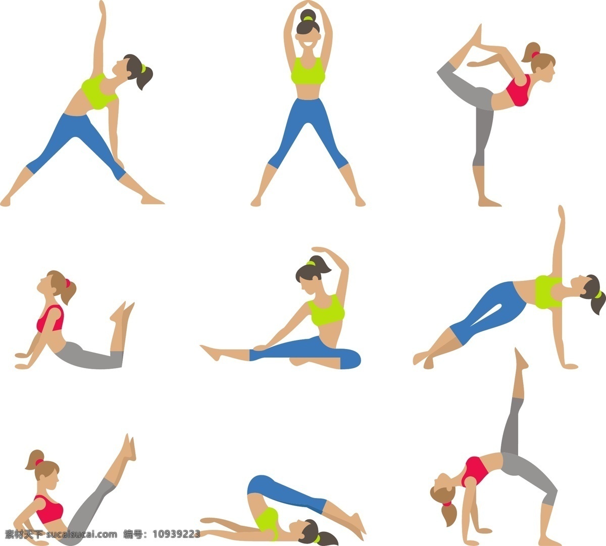 瑜伽女性动作 练瑜伽的女性 动作矢量素材 瑜伽 健身的女孩 练瑜伽的女孩 卡通美女 瑜伽教程 瑜伽动作 体育运动 eps格式