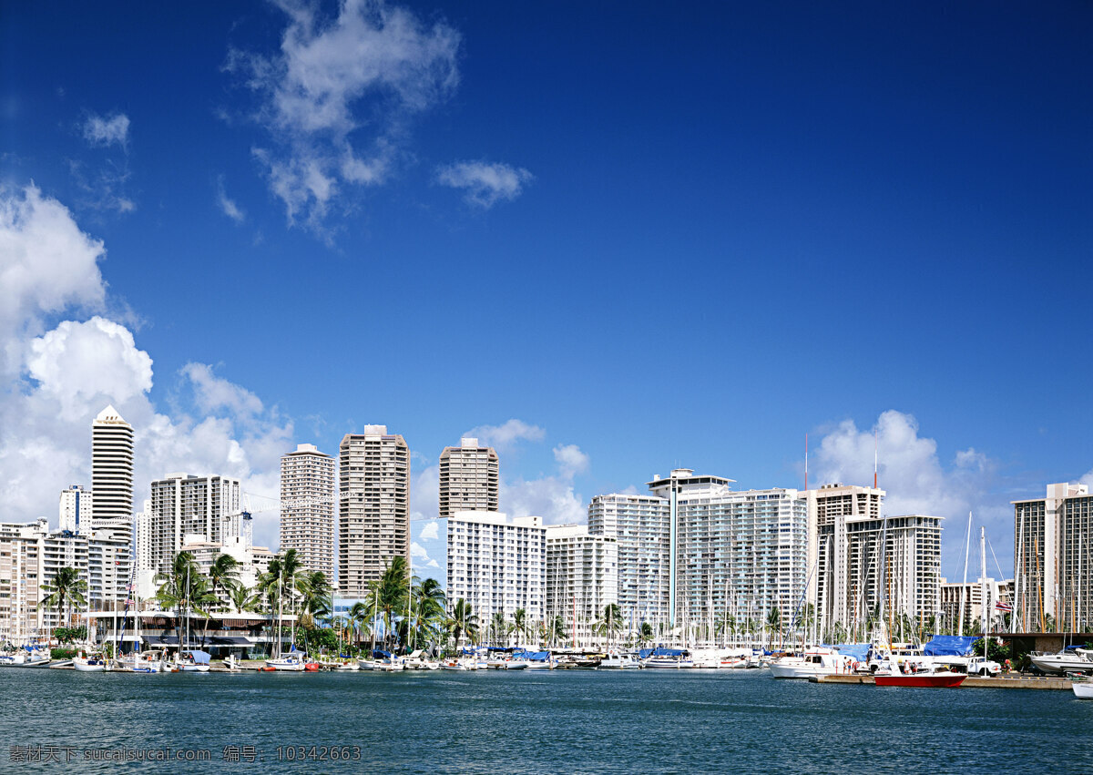 现代 城市 建筑 旅游 风景区 夏威夷 夏威夷风光 悠闲 假日 现代城市建筑 高楼大厦 碧海蓝天 大海图片 风景图片