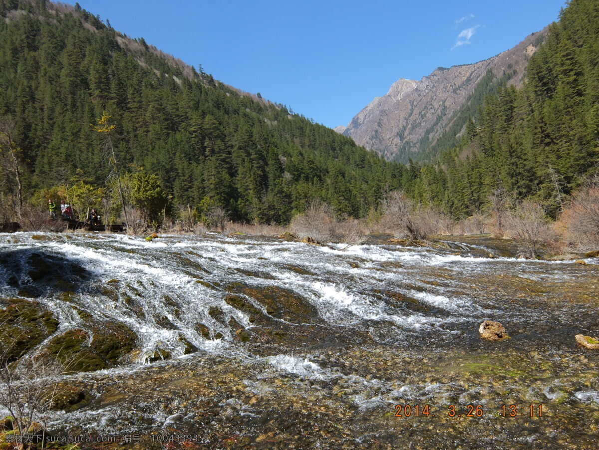 九寨沟 山水 自然风景 雪山 三月末 蓝天 流水 清澈 自然景观 山水风景