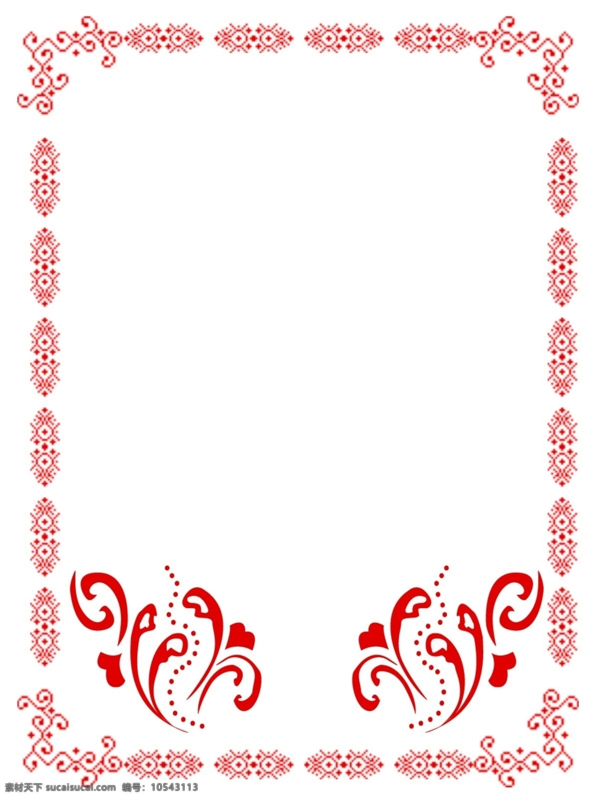 全 原创 中国 边框 花纹 纹理 框 红色 复古 花 装饰