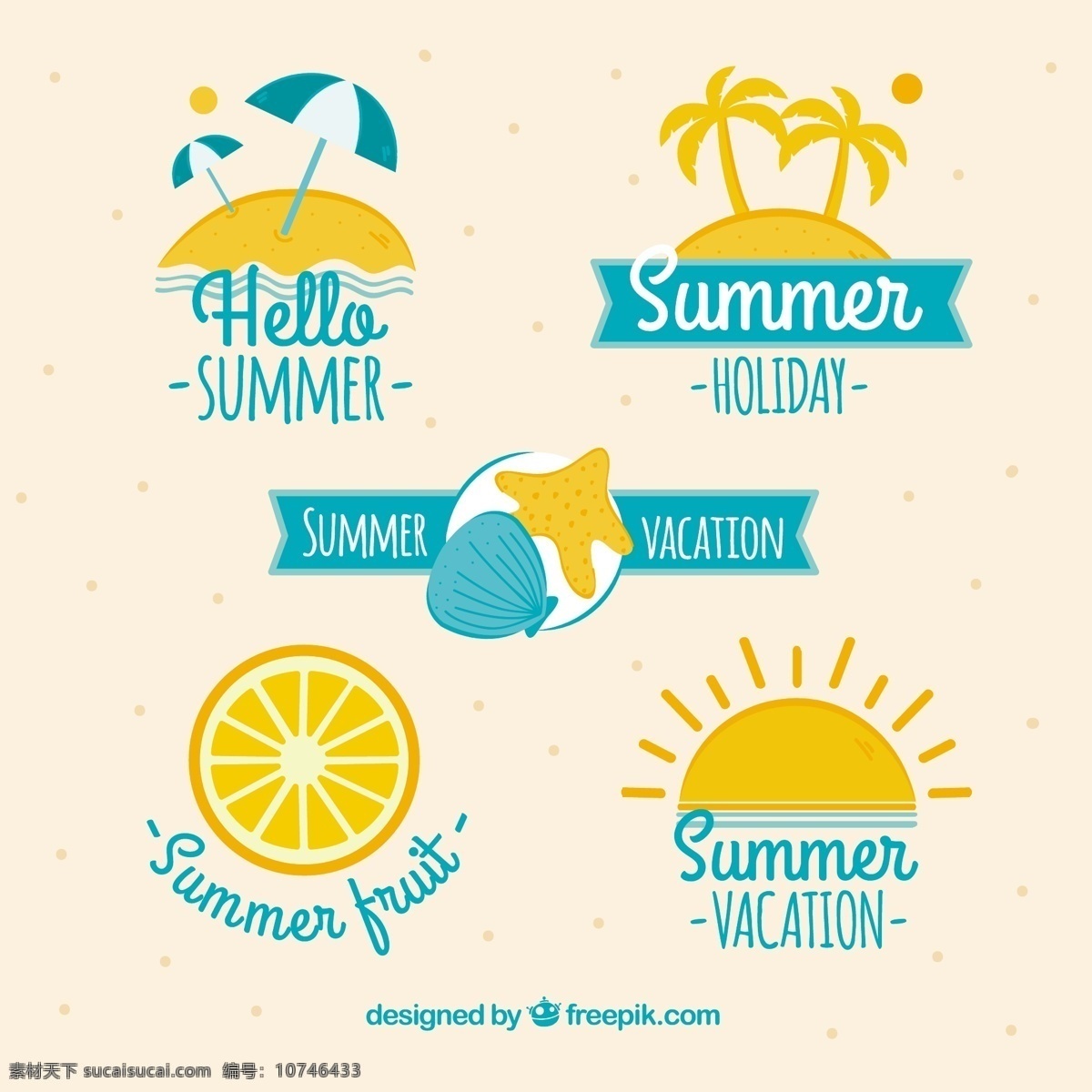 夏季 元素 装饰 贴纸 图标 夏季元素的 装饰贴纸