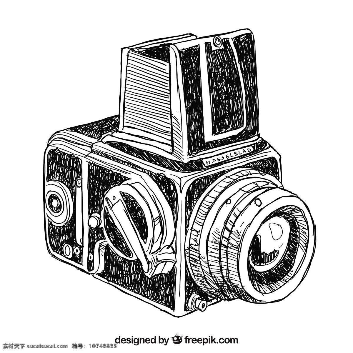 手绘复古相机 旧货 一方面 相机 照片 手绘 绘画 画 老式相机 粗略 模拟 白色