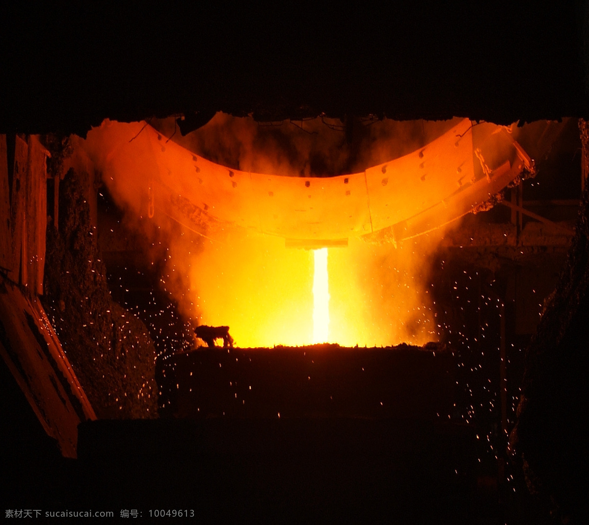 炼钢情景 工业 钢铁厂 炼钢 火花 高炉 现代科技 工业生产 摄影图库