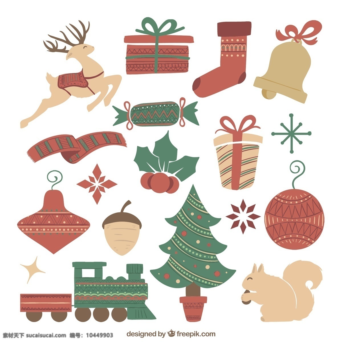 可爱 圣诞 元素 插图 圣诞树 一方面 礼品 圣诞快乐 冬天 手绘 快乐 庆祝 可爱的节日 目前 绘图 驯鹿 节日快乐 说明 贝尔 白色