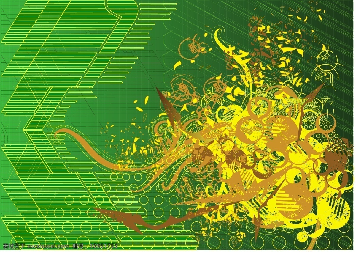 精典 2009 年 新款 图 花纹 黄色 绿色 曲线 树叶 圆形 直线 底纹边框