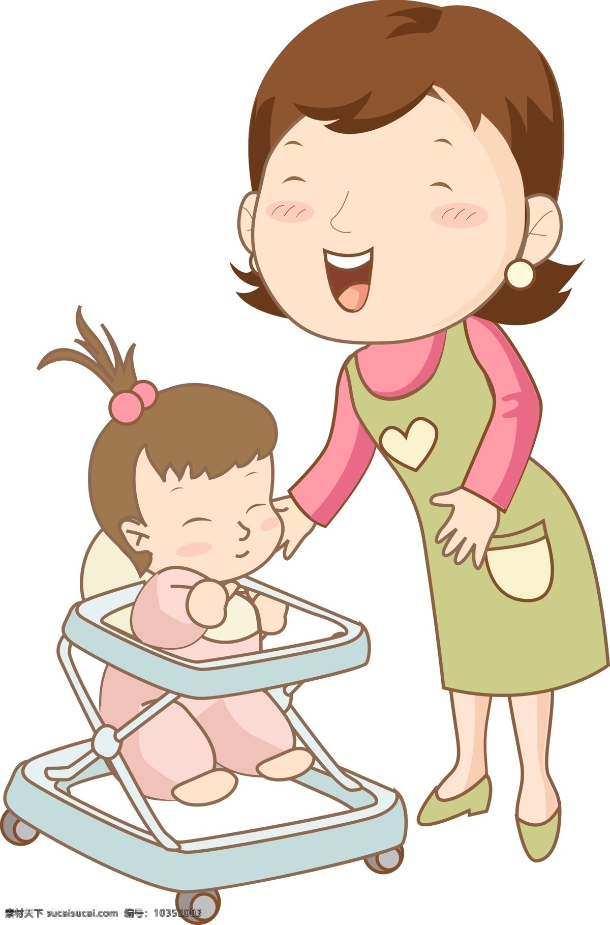 卡通 矢量 卡通元素 矢量素材 照顾 小孩 妈妈
