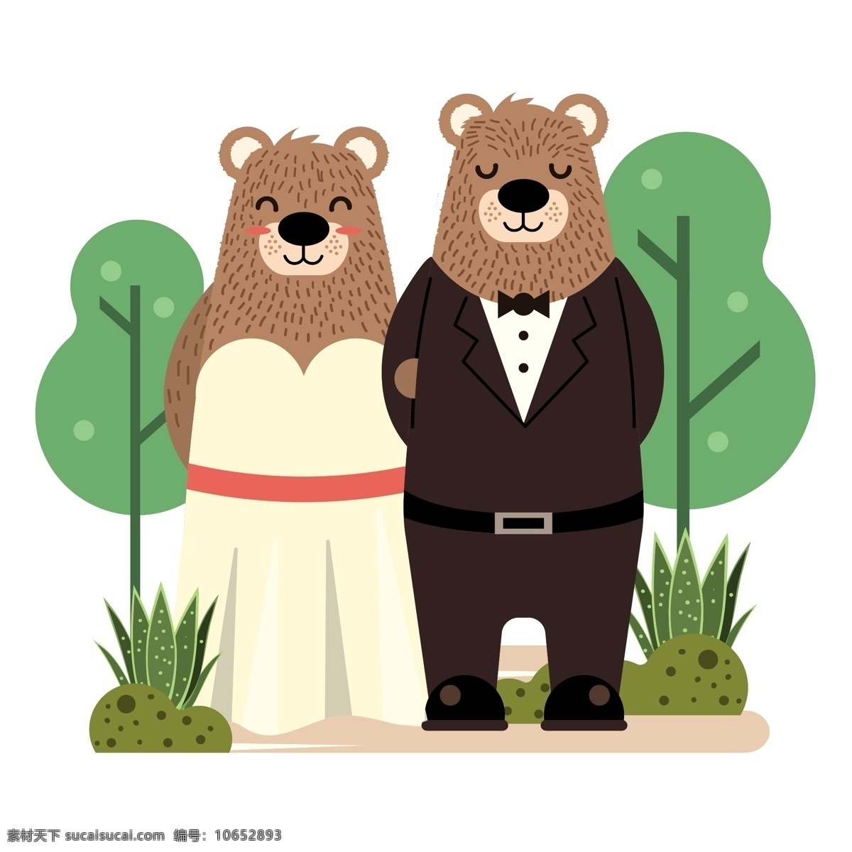 节日元素 情侣 情人 情人节 矢量素材 手绘 手绘插画 小熊 可爱 小 熊