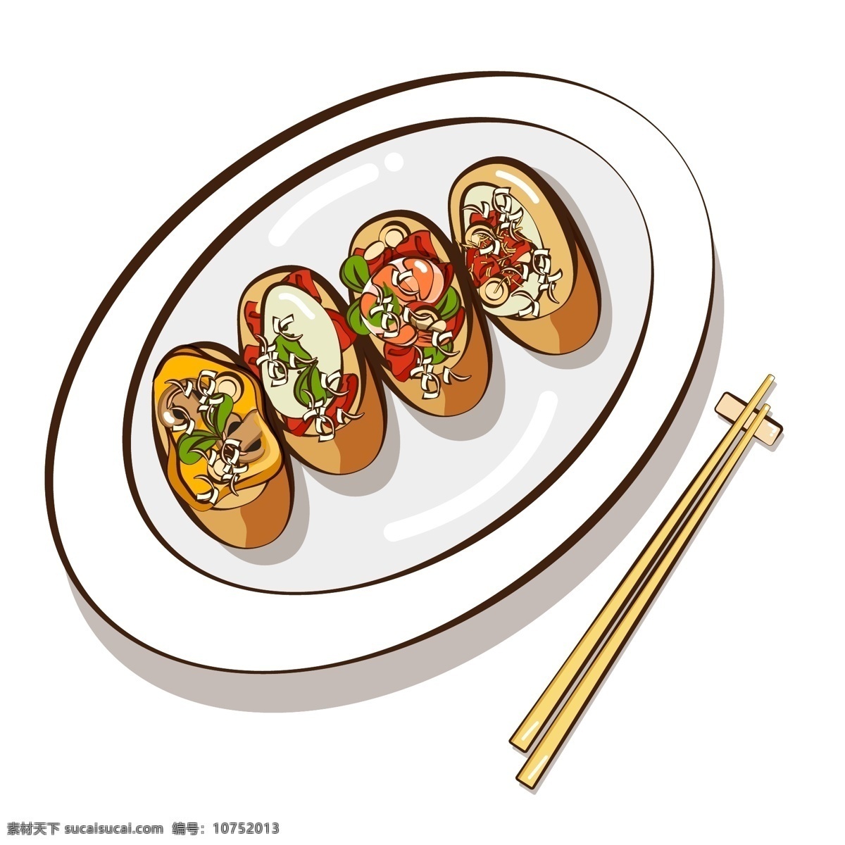 原创 矢量 卡通 美食 料理 商用 豆腐 海鲜 食物 虾