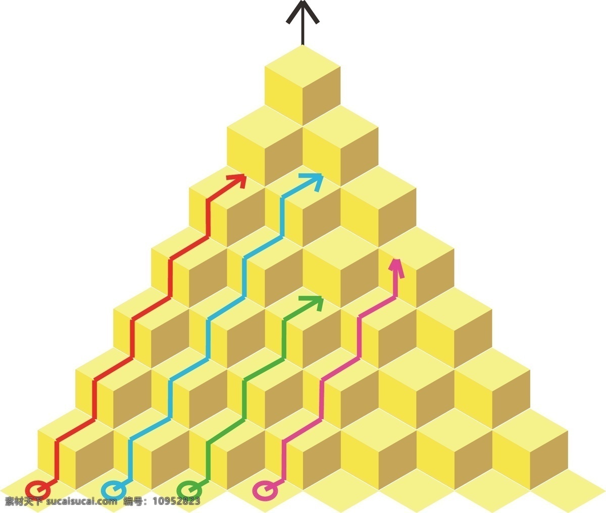 立方体 阶梯 图表 插画 黄色的方块 卡通插画 图表插画 介绍图表 分类图表 ppt图表 立体的方块