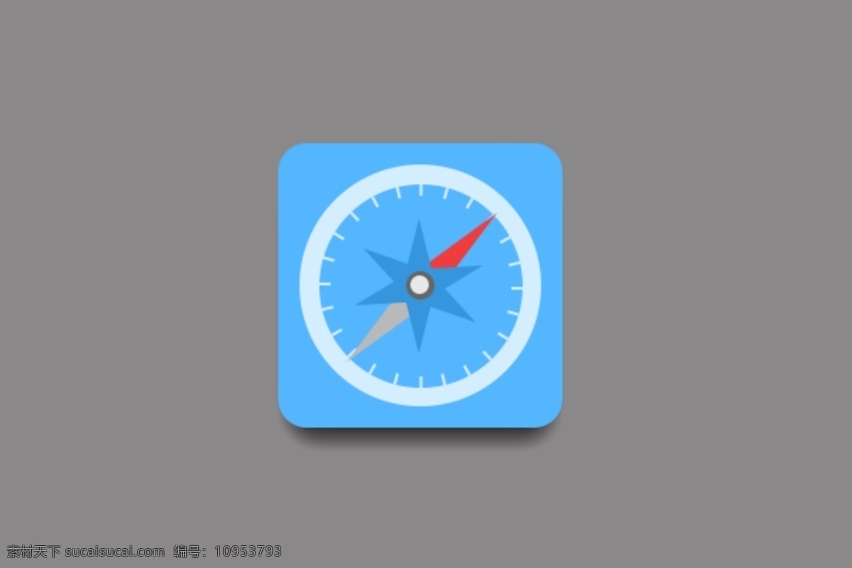 指南针 icon 扁平化 蓝色 手机软件图标 圆角矩形