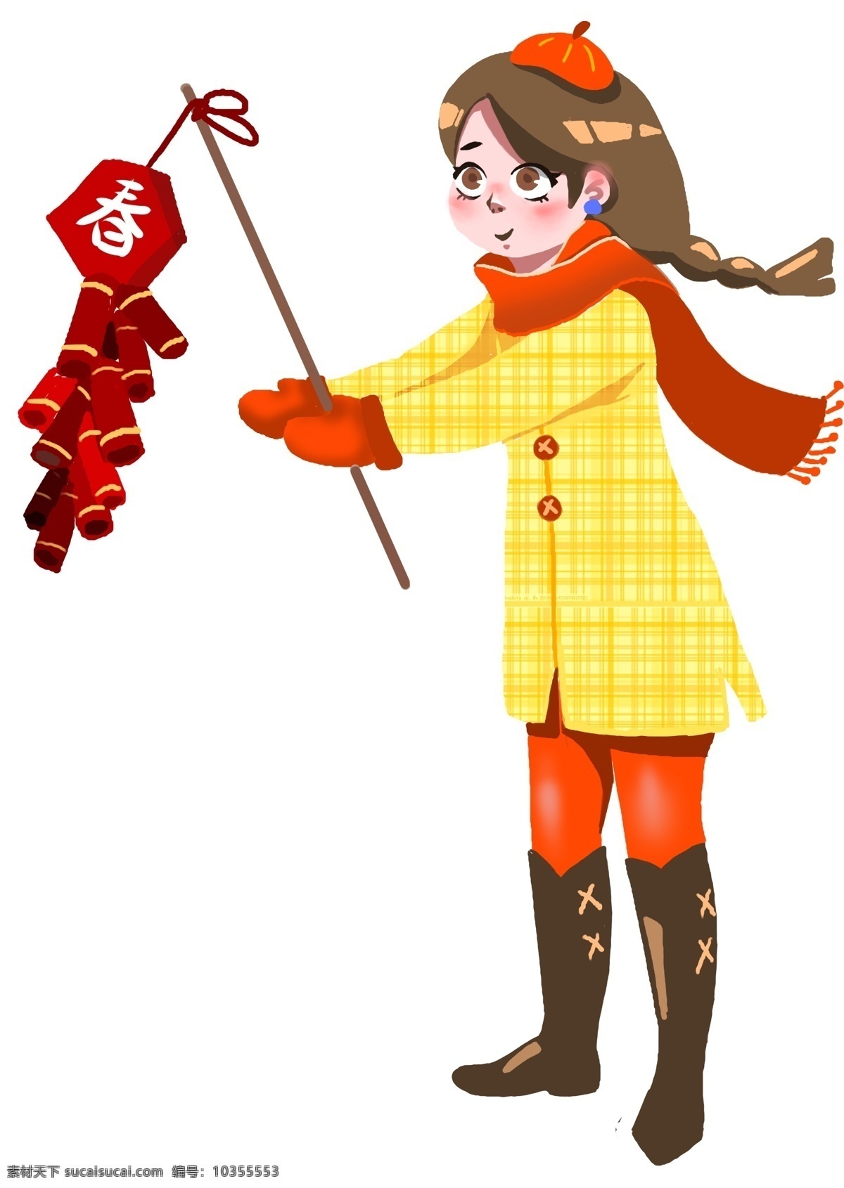 卡通 手绘 点 炮竹 迎春节 美丽 女孩 创意 海报 创意海报 节日 春节 创意设计 卡通手绘 水彩 彩色 点炮竹 热闹