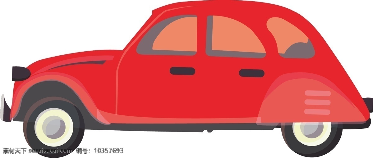 手绘 红色 小汽车 矢量 免 抠 图 卡通的 手绘的 轿车 老爷车 汽车 车辆 汽车装饰 装饰设计 背景设计