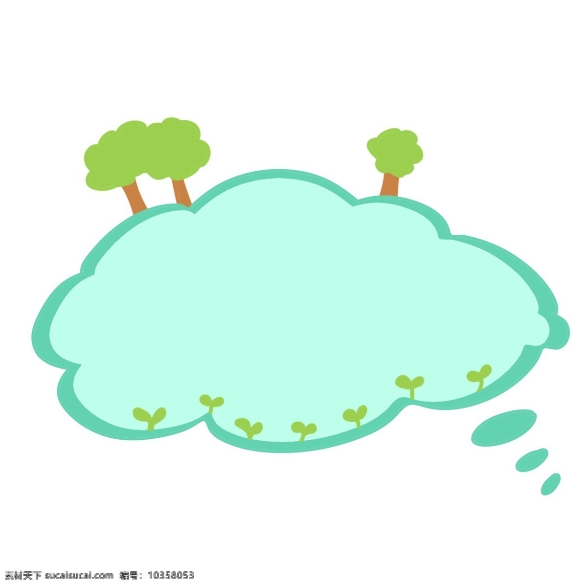 绿色 对话框 气泡 插画 绿色气泡 绿色对话框 会话框 爆炸 云边框 植物树木装饰 植物花草气泡