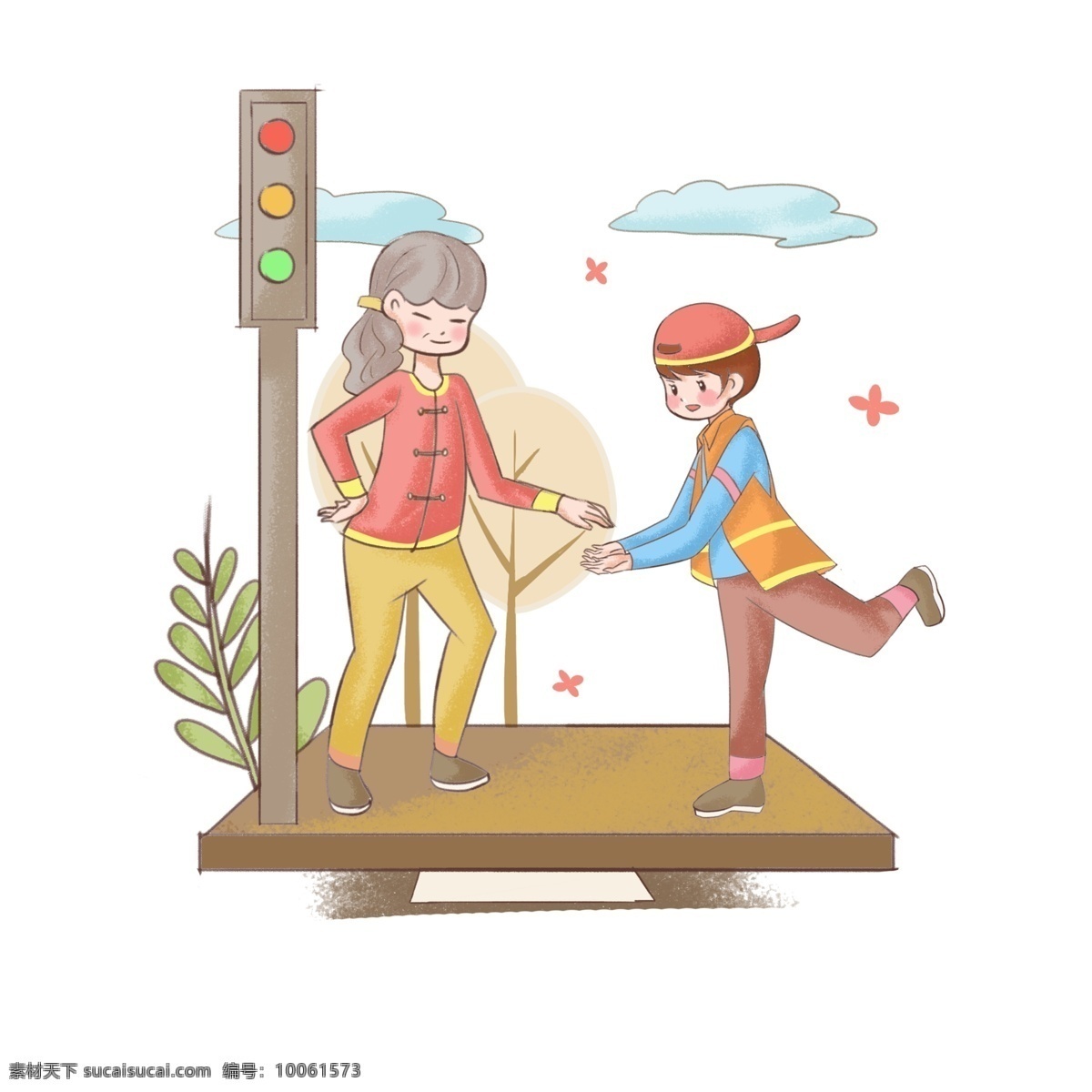志愿者 手绘 卡通 插画 扁平 清新 尊老爱幼 团结合作 品德高尚 和谐 和谐社会 关爱 关爱他人