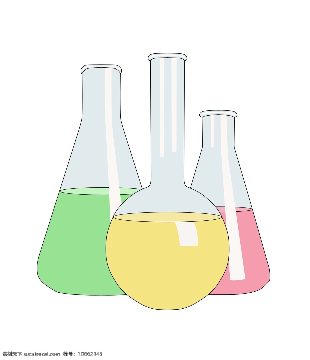 玻璃器皿 彩色 药物 黄色药物 绿色液体 玻璃容器 化学容器 化学器皿 化学实验 化学反应
