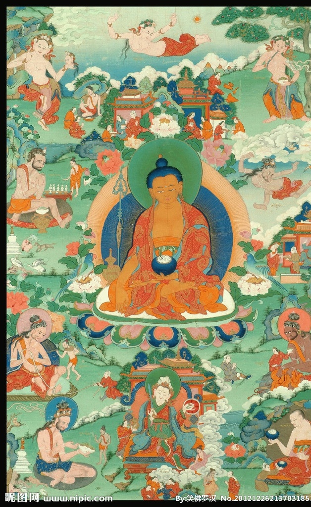 莲师八变之四 夏迦森给 老唐卡 唐卡 传承 西藏 藏传 佛教 密宗 法器 佛 菩萨 成就 成就者 大德 喇嘛 活佛 宗教信仰 文化艺术
