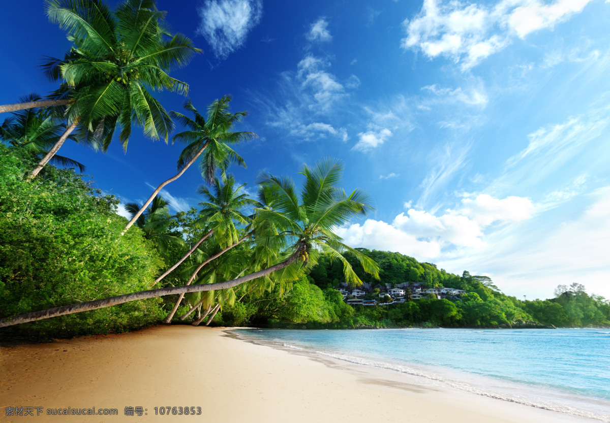 蓝天 白云 海洋 风景 沙滩 海滩 椰子树 小岛 岛屿 热带 风光 背景 山水风景 自然景观