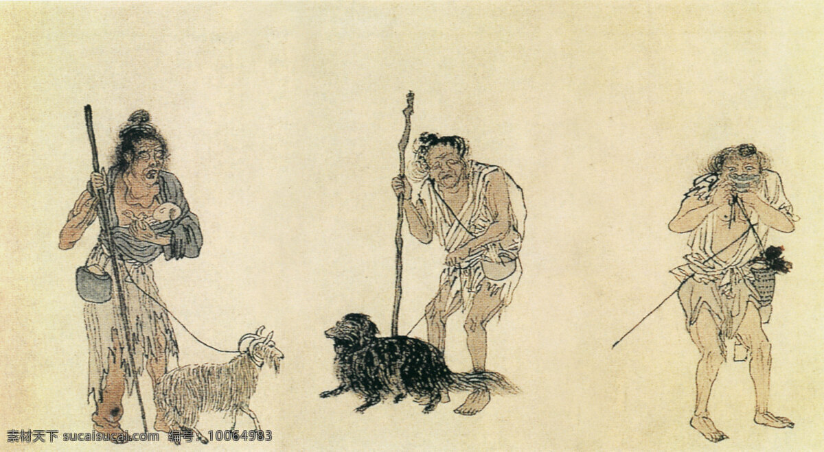 遛狗免费下载 古画 国画 遛狗 人物 水墨 文化艺术