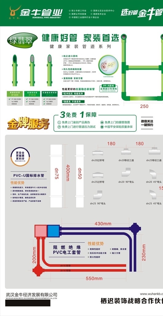 金牛管业 绿翡翠 pp r 管路图 展板 装修公司 展板模板