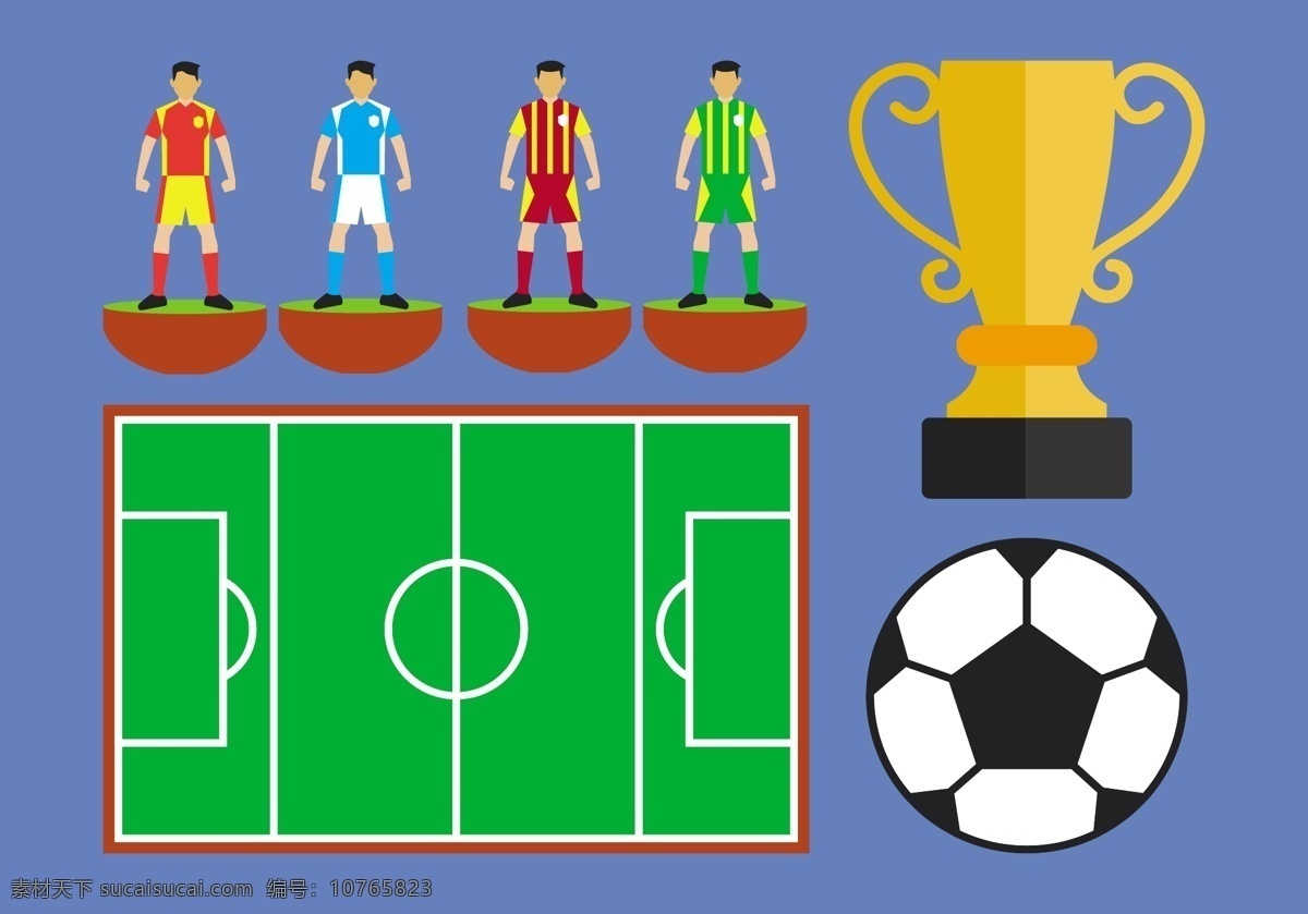 矢量 足球 元素 足球员素材 矢量足球员 足球员 足球场 矢量素材 运动员 奖杯