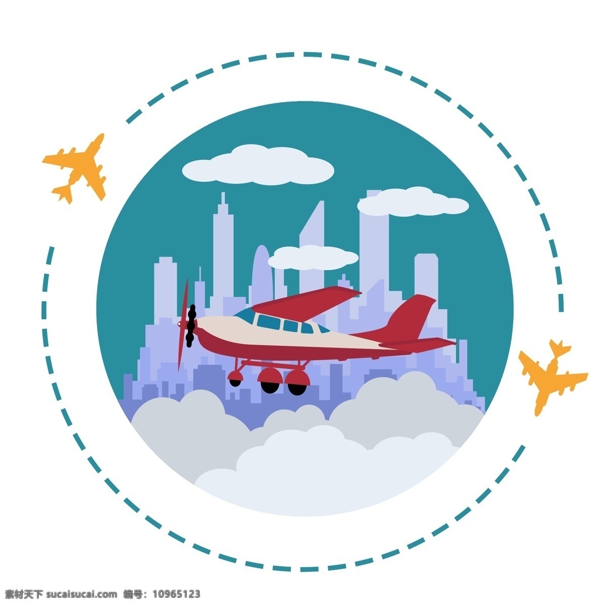 扁平化 航天 插画 标志 航天插画 飞机 高楼 城市背景