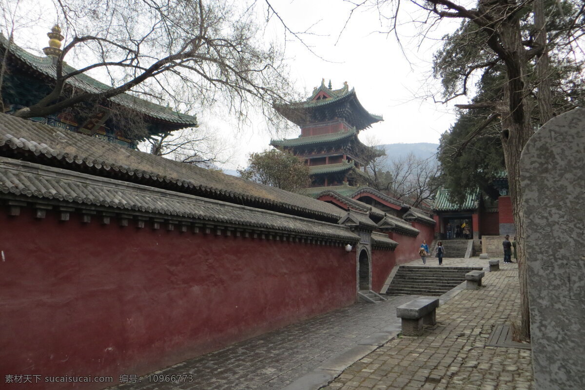 少林寺一角 登封 嵩山 少室山 少林寺 鼓楼 建筑 石碑 红墙 道路 少林寺风光 园林建筑 建筑园林 白色