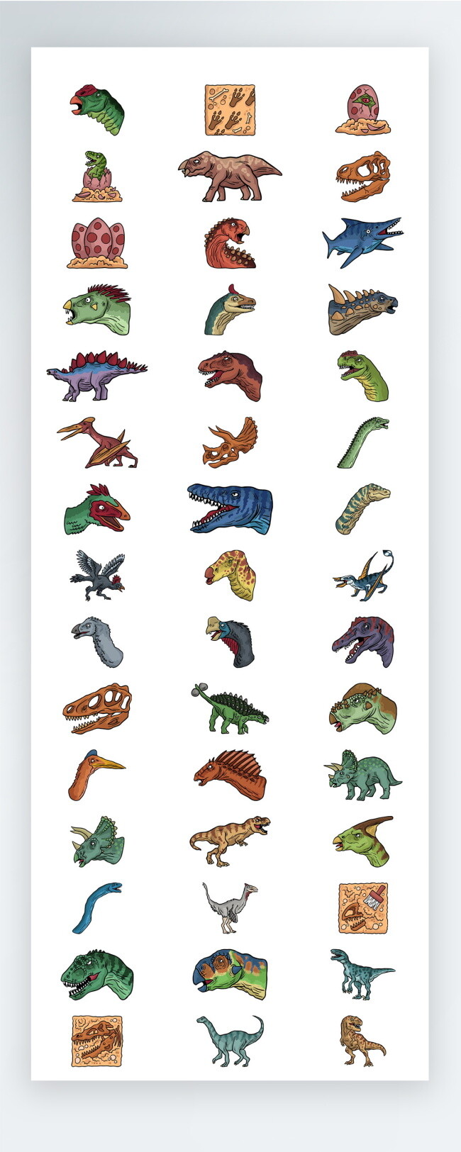 古生物 恐龙 手机 ui 彩色 拟 物 图标 矢量 icon 拟物 矢量ai 化石 骨骼 动物