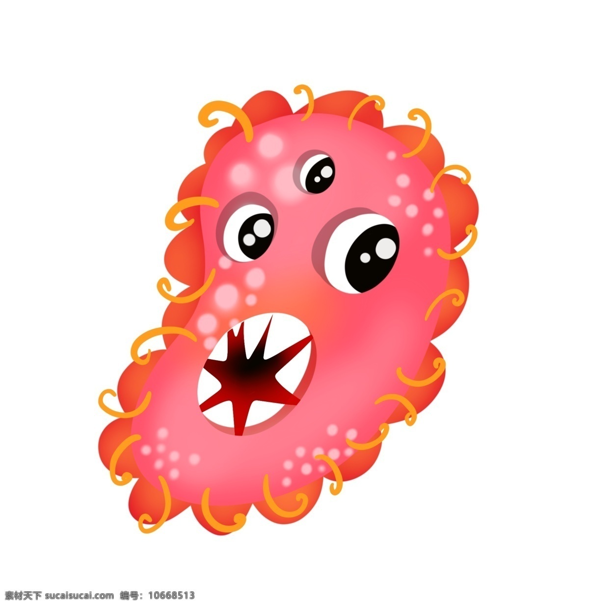 红色 细菌 卡通 插画 红色的细菌 卡通插画 细菌插画 病菌 细胞膜 细胞质 核糖体 原核的食物