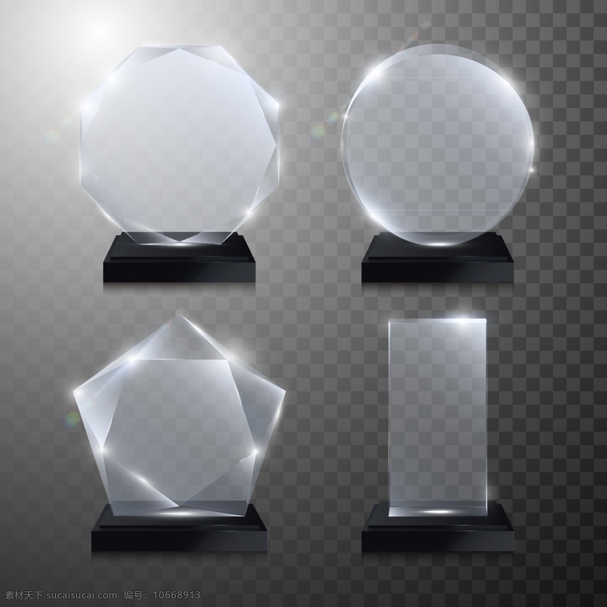 水晶奖杯 几何 导型 水晶 透明 奖杯
